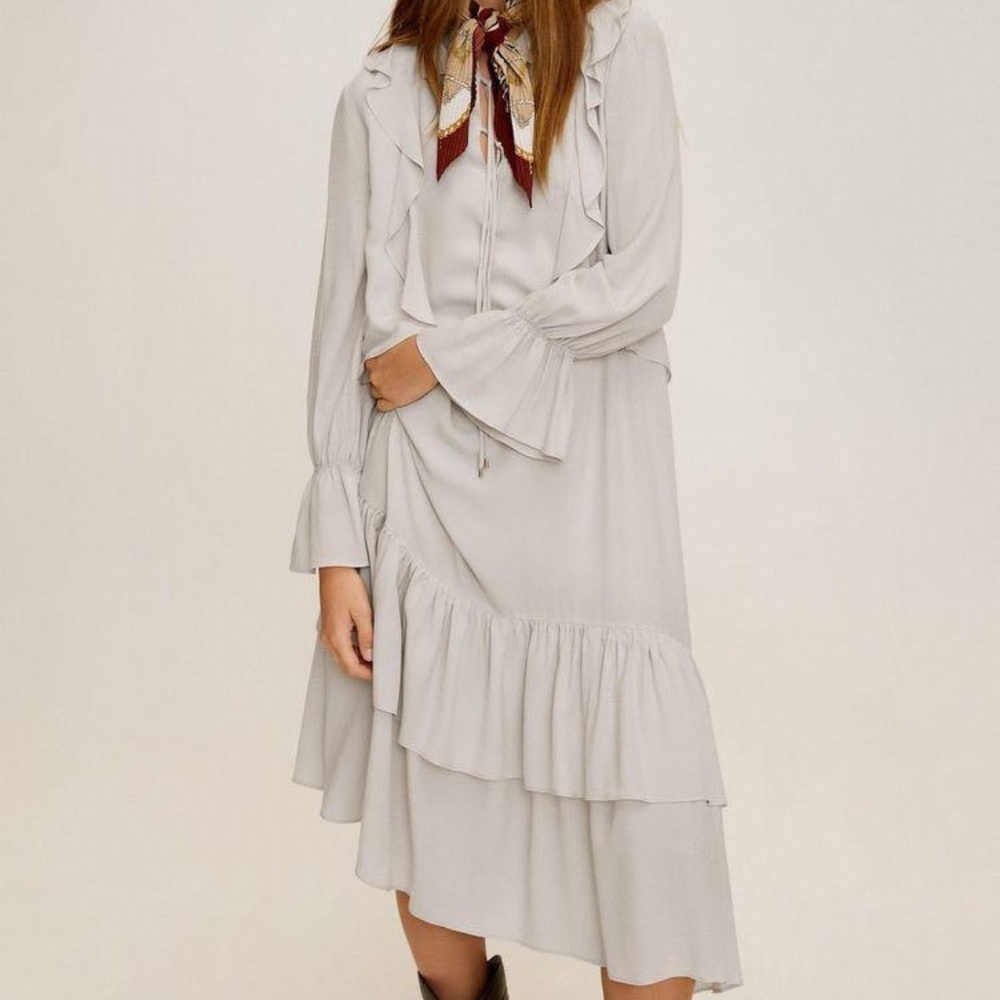 Mango Viscose Ruffle Dress - Picture 3 of 11